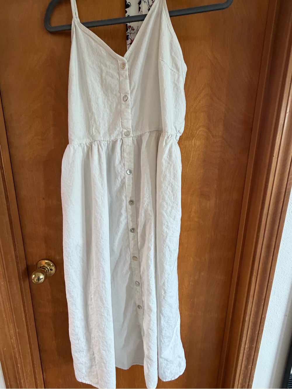 White linen midi dress